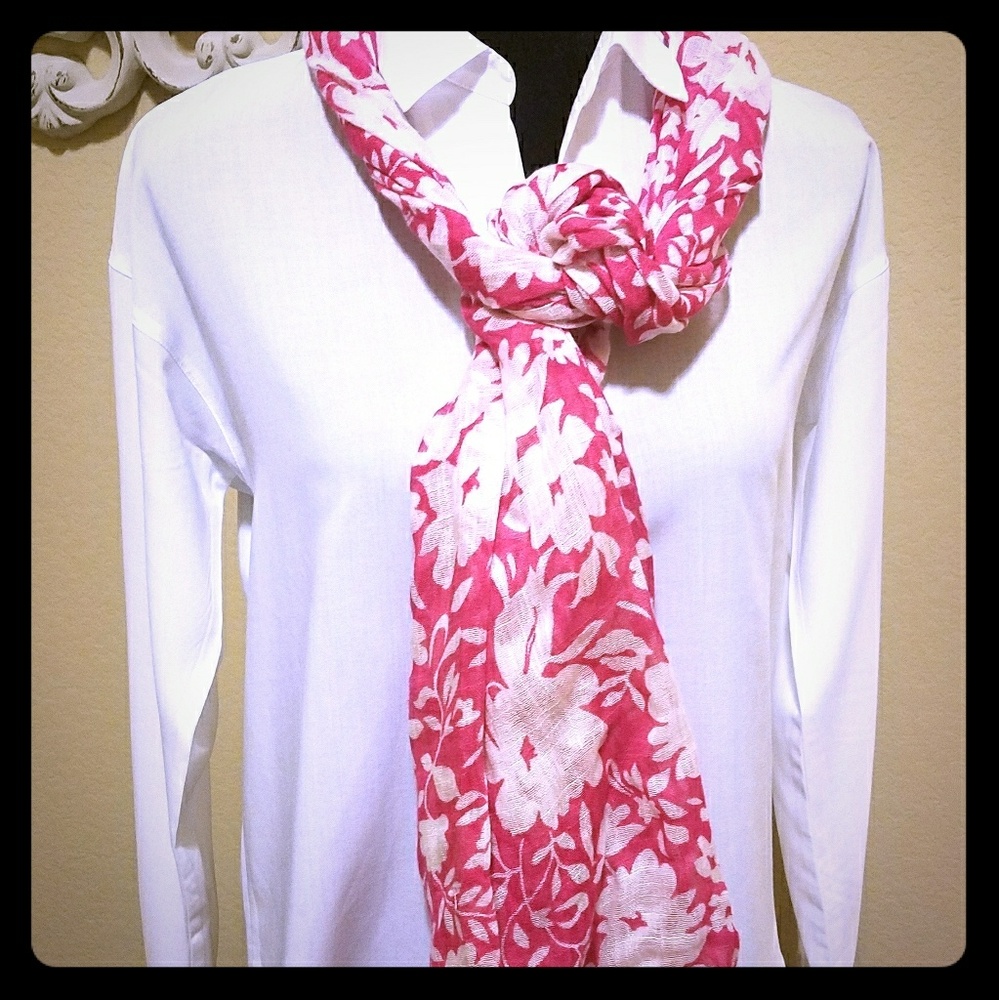 Stylish Fluorescent Pink & White Scarf